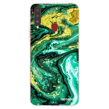 Picasee Samsung Galaxy A20s Hülle - Transparentes Silikon - Green Gold