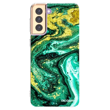 Picasee Samsung Galaxy S21+ 5G G996F Hülle - Transparentes Silikon - Green Gold