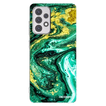 Picasee Samsung Galaxy A52 5G A525F Hülle - Transparentes Silikon - Green Gold