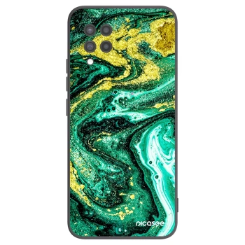 Picasee Samsung Galaxy A42 A426B Hülle - Schwarzes Silikon - Green Gold