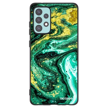 Picasee Samsung Galaxy A72 A725F Hülle - Schwarzes Silikon - Green Gold