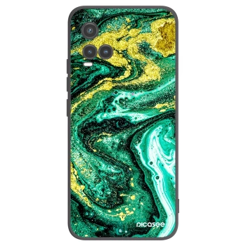 Picasee Vivo Y33s Hülle - Schwarzes Silikon - Green Gold