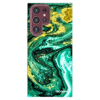 Picasee Samsung Galaxy S22 Ultra 5G Hülle - Transparentes Silikon - Green Gold