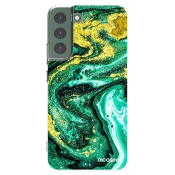 Picasee Samsung Galaxy S22+ 5G Hülle - Transparentes Silikon - Green Gold