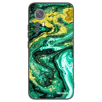 Picasee Xiaomi 12 Hülle - Schwarzes Silikon - Green Gold
