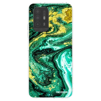 Picasee OPPO A94 5G Hülle - Transparentes Silikon - Green Gold