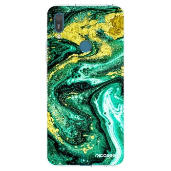 Picasee Huawei Y7 2019 Hülle - Transparentes Silikon - Green Gold