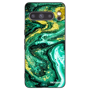 Picasee Google Pixel 8 Pro Hülle - Schwarzes Silikon - Green Gold