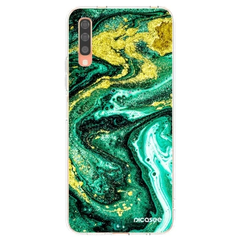 Picasee Samsung Galaxy A70 A705F Hülle - Transparentes Silikon - Green Gold