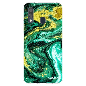 Picasee Samsung Galaxy A40 A405F Hülle - Transparentes Silikon - Green Gold