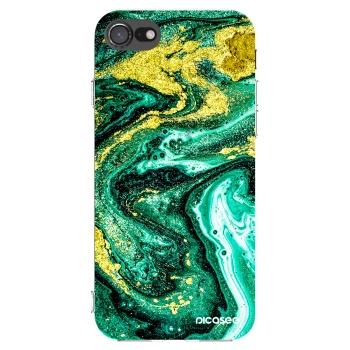 Picasee Apple iPhone 8 Hülle - Transparentes Silikon - Green Gold