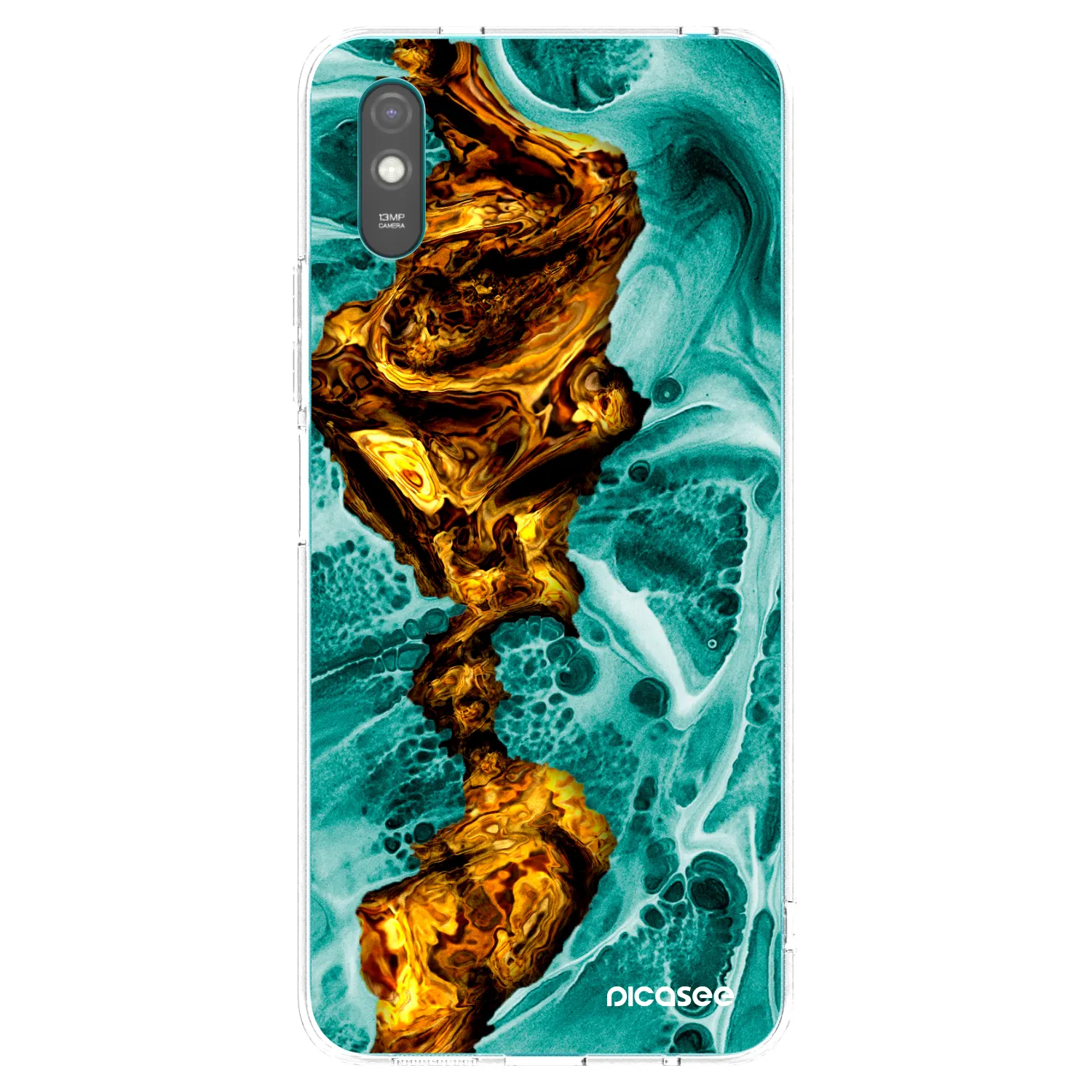 Picasee Xiaomi Redmi 9A Hülle - Transparentes Silikon - Goldsky