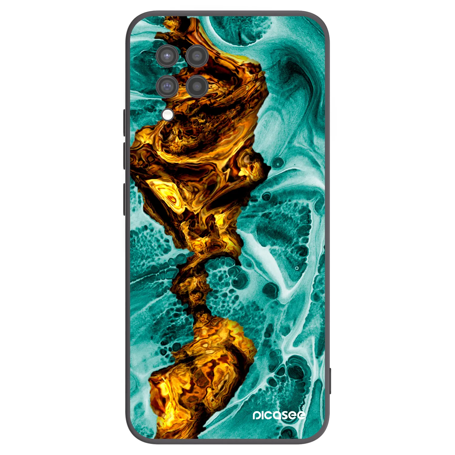 Picasee Samsung Galaxy A42 A426B Hülle - Schwarzes Silikon - Goldsky