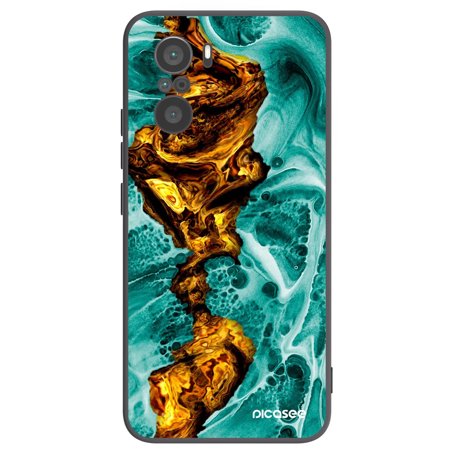 Picasee Xiaomi Poco F3 Hülle - Schwarzes Silikon - Goldsky