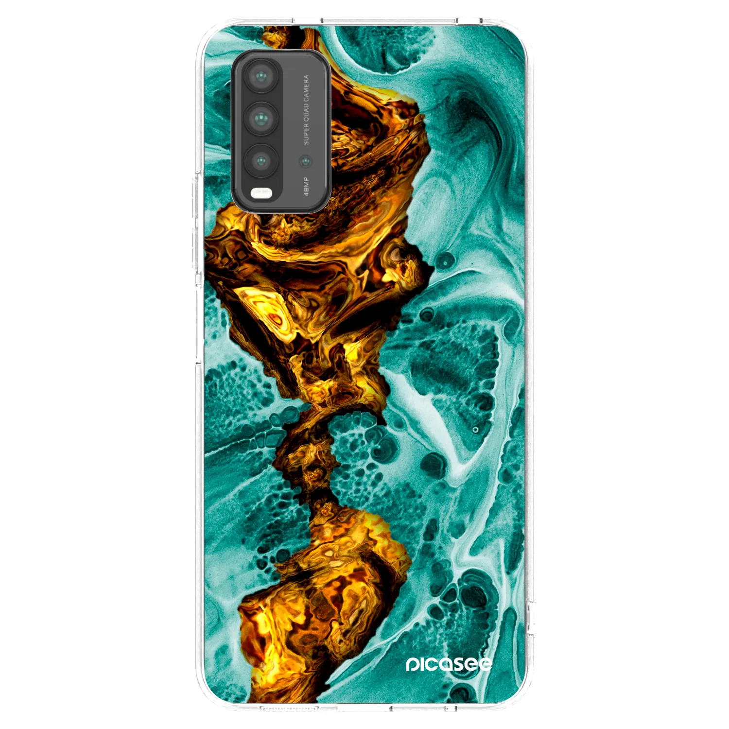 Picasee Xiaomi Redmi 9T Hülle - Transparentes Silikon - Goldsky