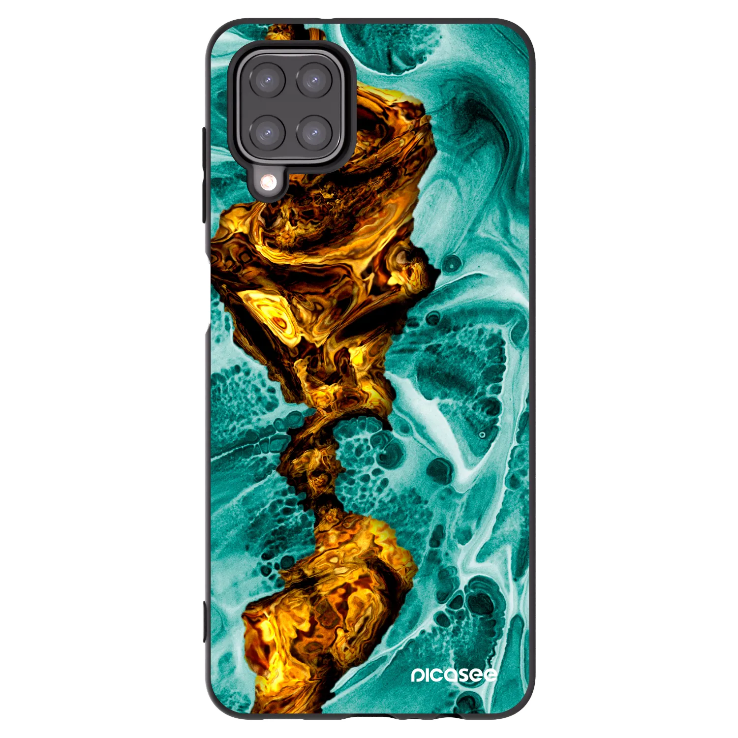Picasee Samsung Galaxy M12 M127F Hülle - Schwarzes Silikon - Goldsky