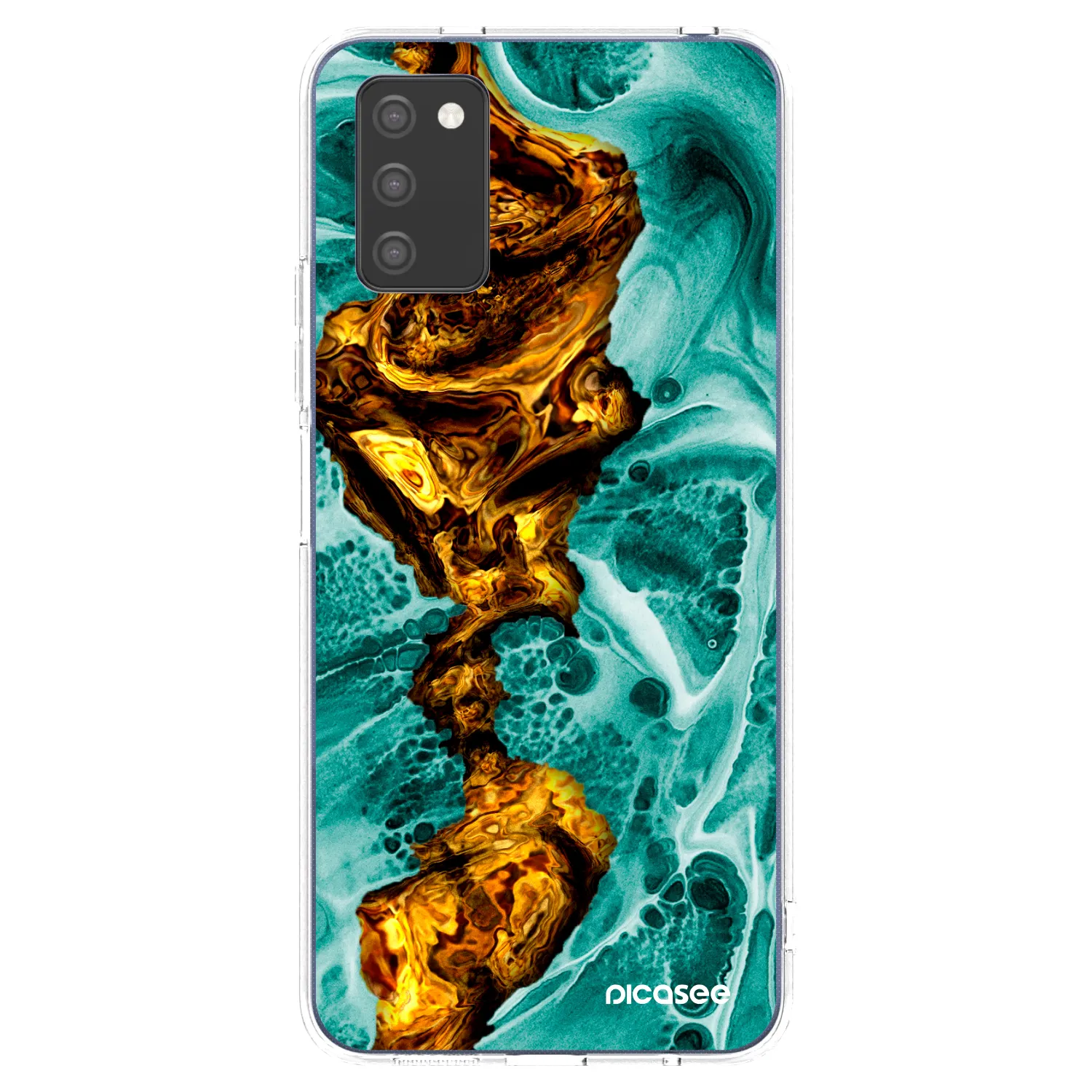 Picasee Samsung Galaxy A02s A025G Hülle - Transparentes Silikon - Goldsky