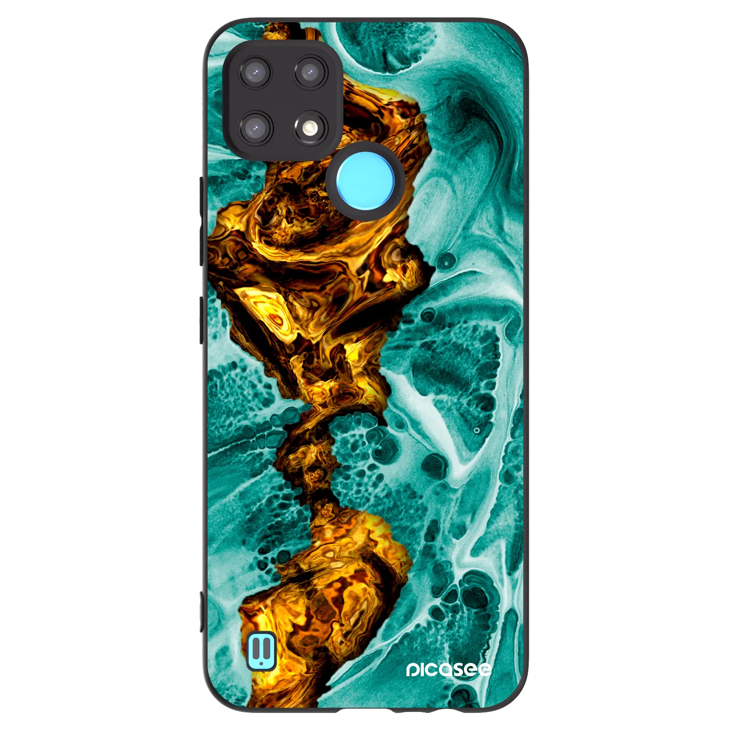 Picasee Realme C21 Hülle - Schwarzes Silikon - Goldsky