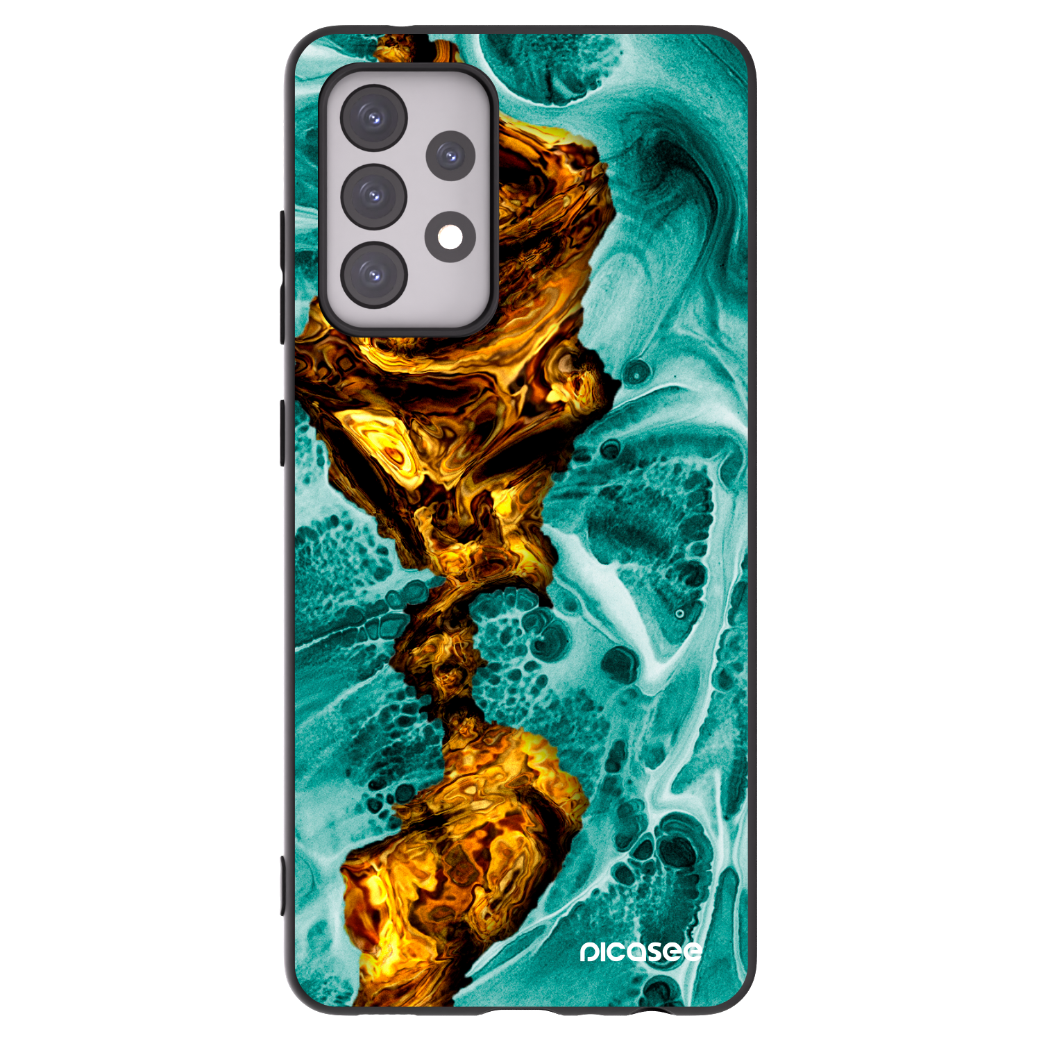 Picasee Samsung Galaxy A52s 5G A528B Hülle - Schwarzes Silikon - Goldsky