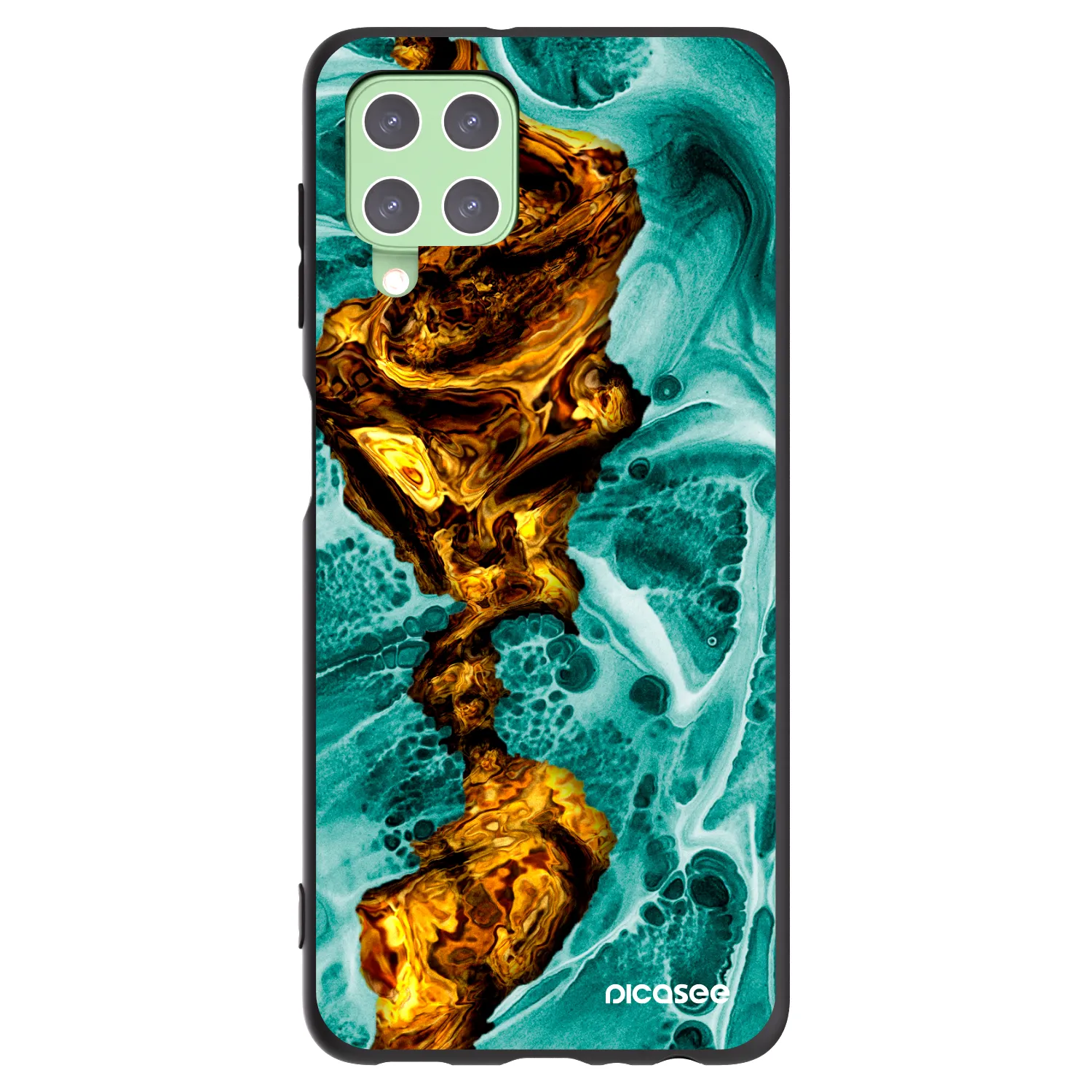Picasee Samsung Galaxy A22 A225F 4G Hülle - Schwarzes Silikon - Goldsky