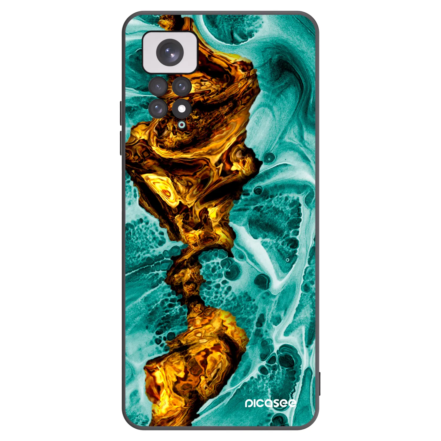 Picasee Xiaomi Redmi Note 11 Hülle - Schwarzes Silikon - Goldsky