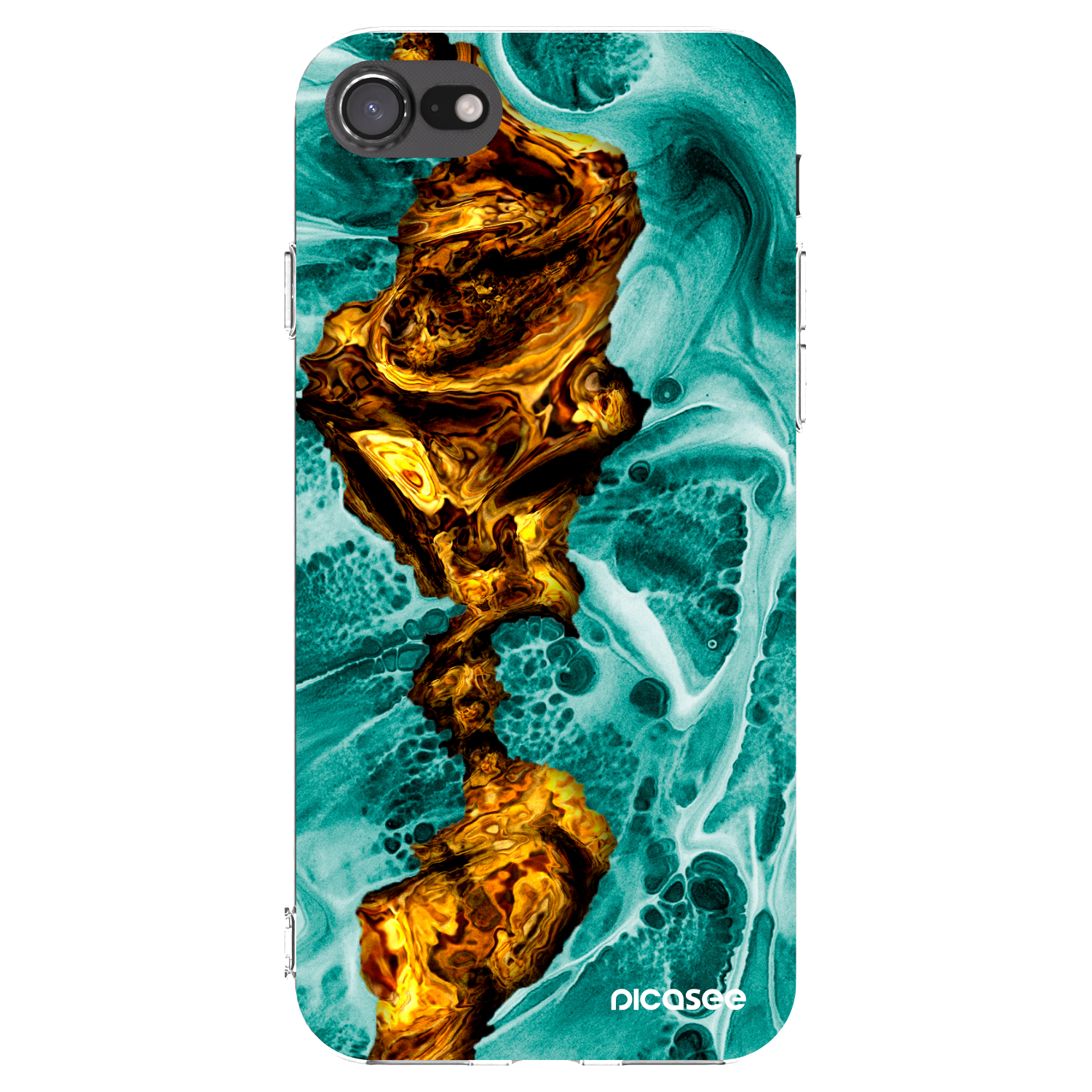 Picasee Apple iPhone SE 2022 Hülle - Transparentes Silikon - Goldsky
