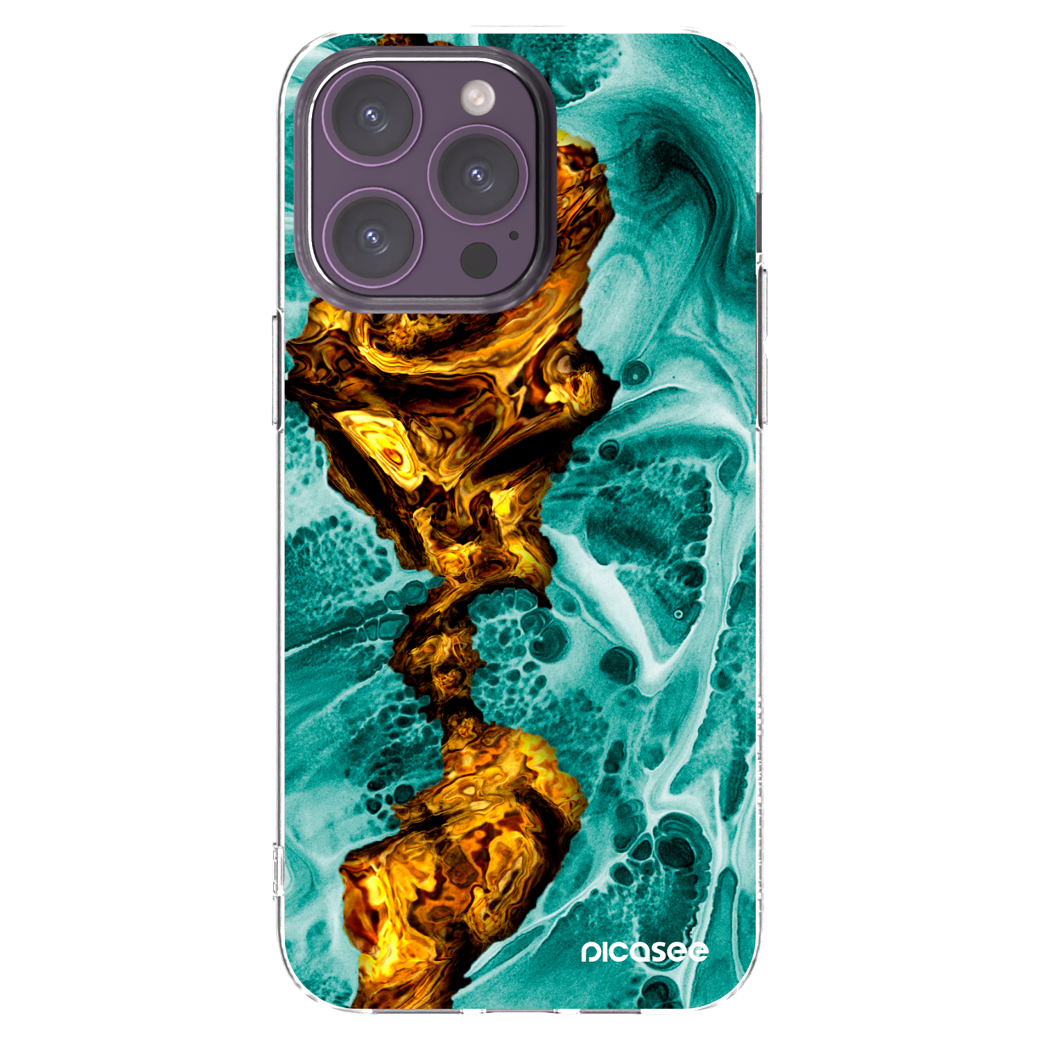 Picasee Apple iPhone 14 Pro Max Hülle - Transparentes Silikon - Goldsky