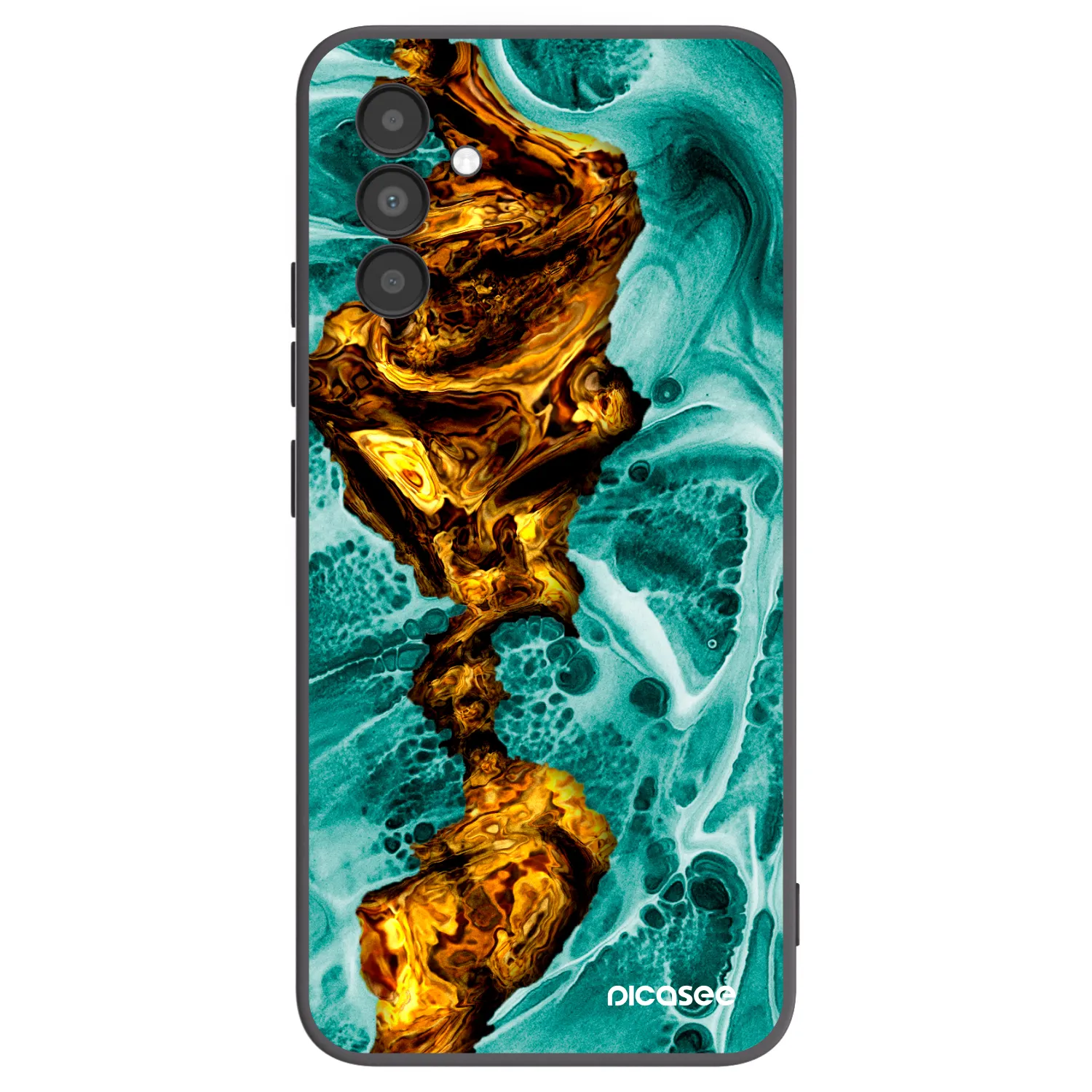 Picasee Samsung Galaxy A04s A047F Hülle - Schwarzes Silikon - Goldsky