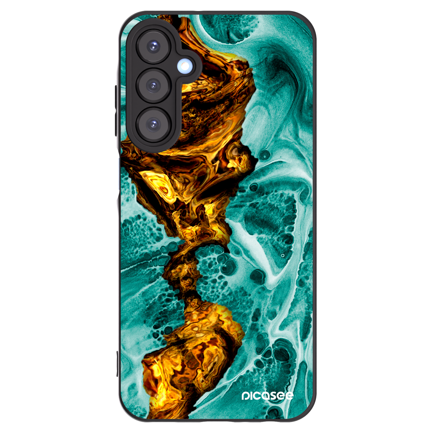 Picasee Samsung Galaxy A25 A256B 5G Hülle - Schwarzes Silikon - Goldsky