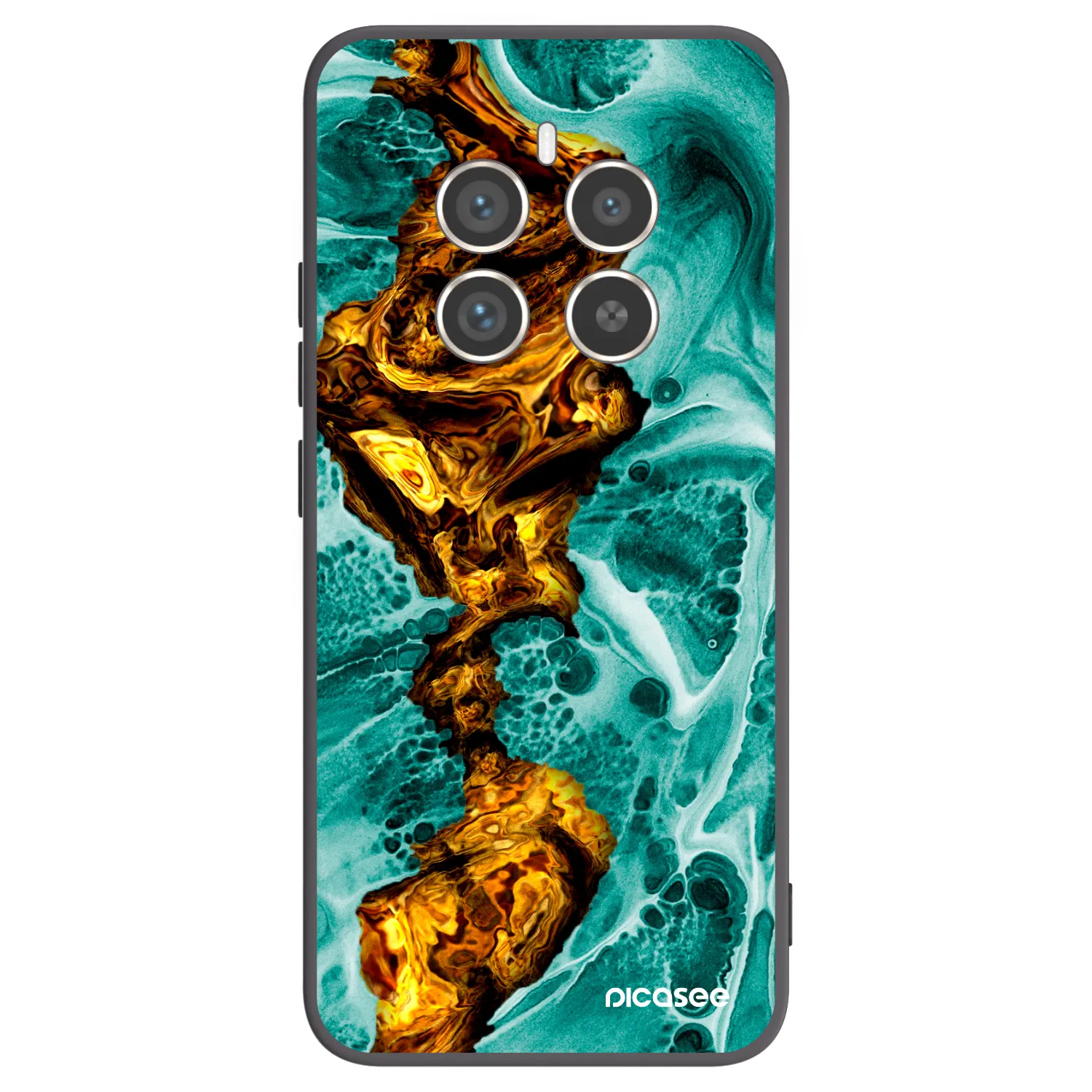Picasee Realme 12 Pro 5G Hülle - Schwarzes Silikon - Goldsky