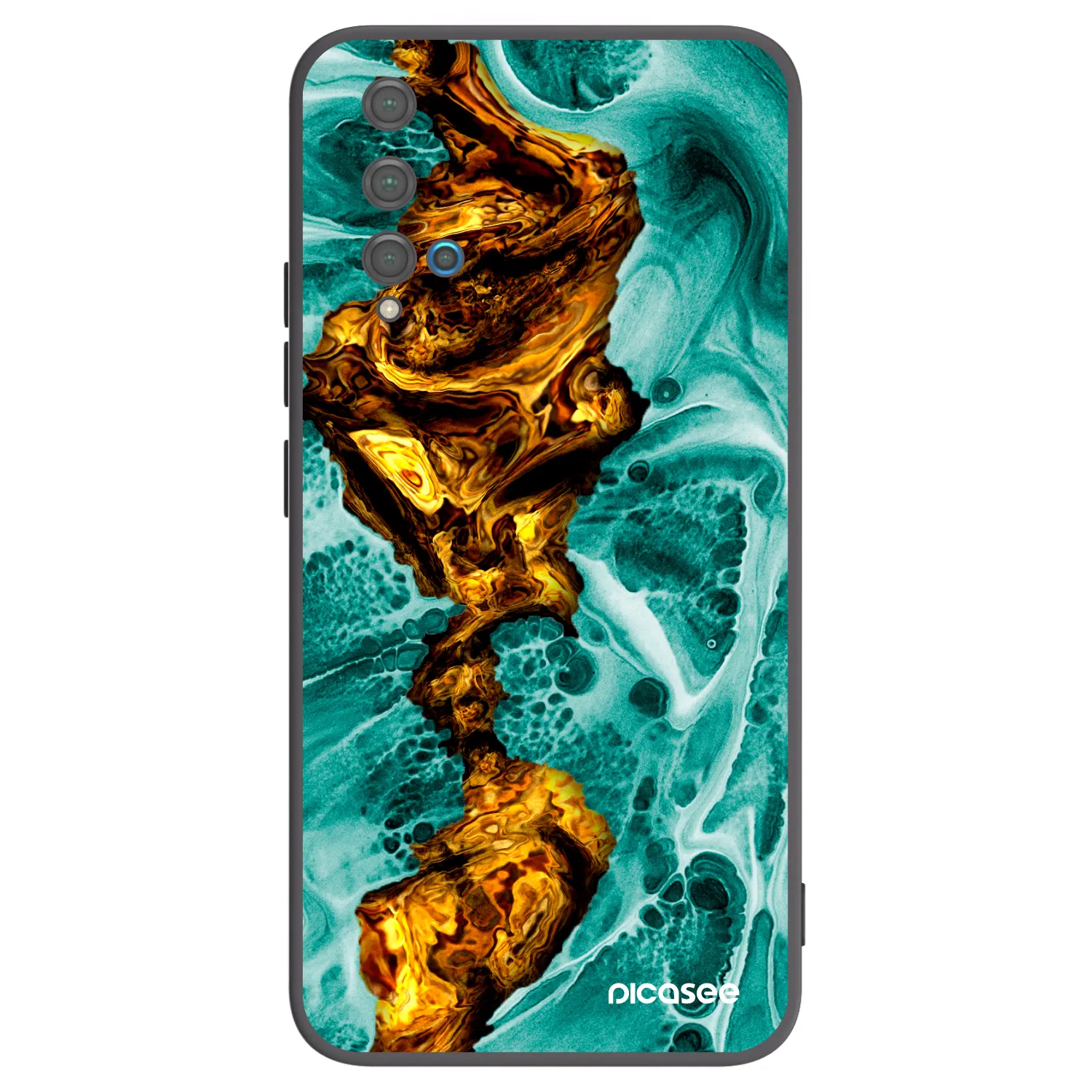 Picasee Huawei Nova 5T Hülle - Schwarzes Silikon - Goldsky