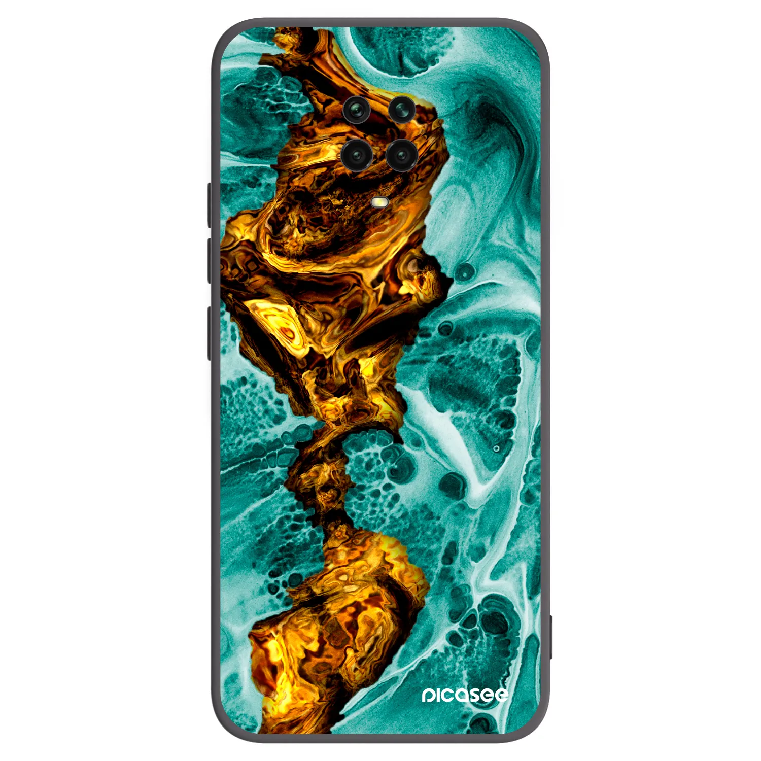 Picasee Xiaomi Redmi Note 9 Pro Hülle - Schwarzes Silikon - Goldsky