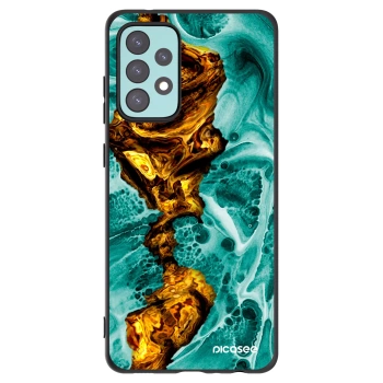 Picasee Samsung Galaxy A72 A725F Hülle - Schwarzes Silikon - Goldsky
