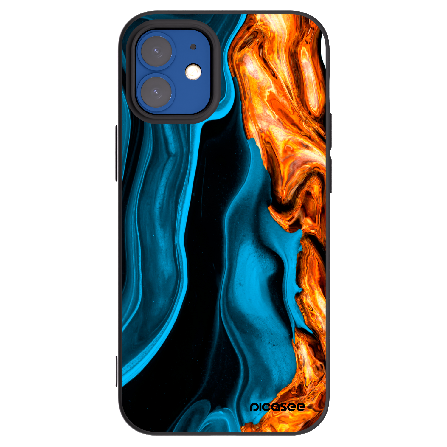 Picasee Apple iPhone 12 mini Hülle - Schwarzes Silikon - Gold blue