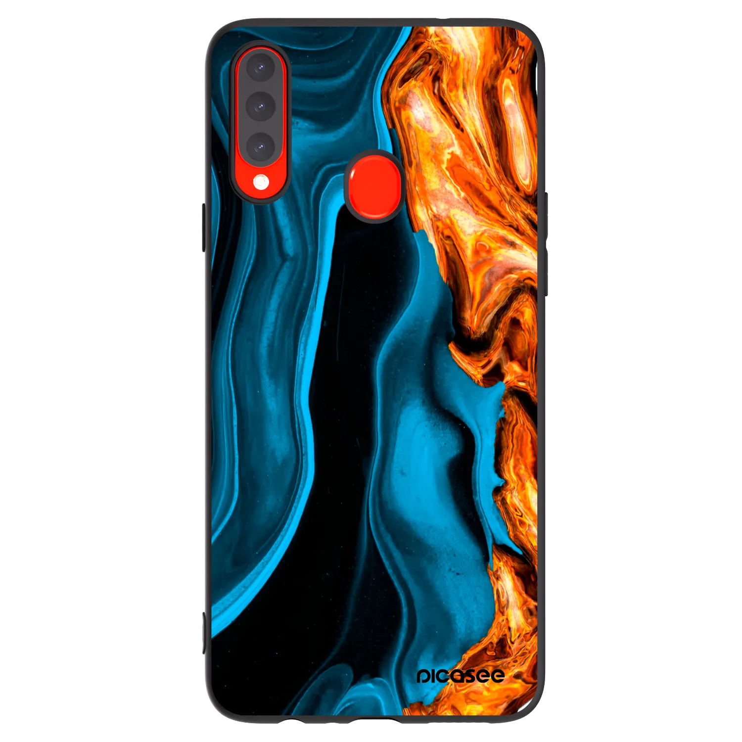 Picasee Samsung Galaxy A20s Hülle - Schwarzes Silikon - Gold blue