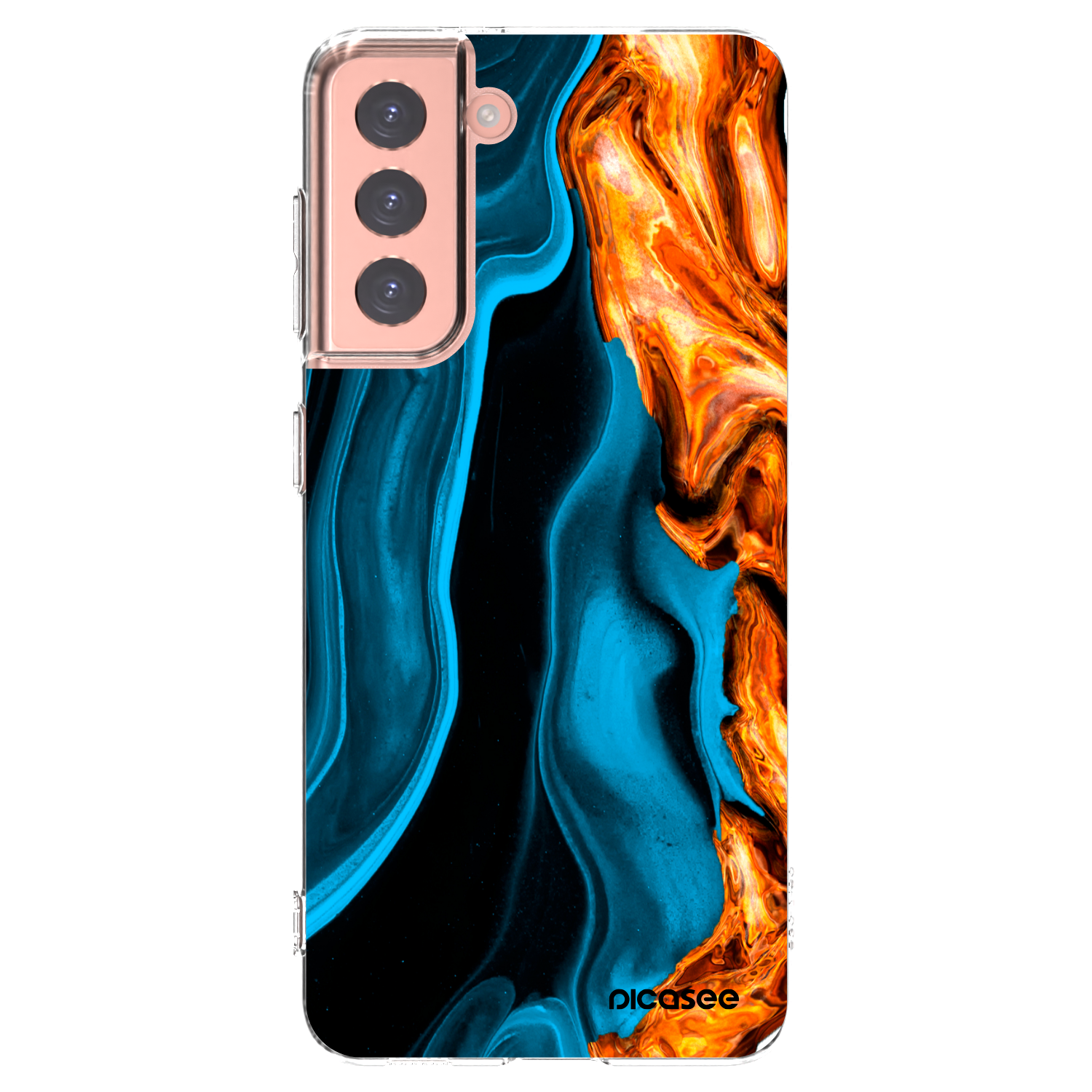 Picasee Samsung Galaxy S21 5G G991B Hülle - Transparentes Silikon - Gold blue