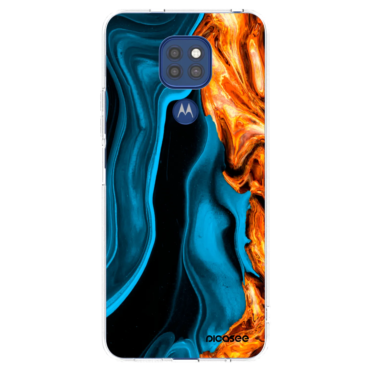 Picasee Motorola Moto G9 Play Hülle - Transparentes Silikon - Gold blue