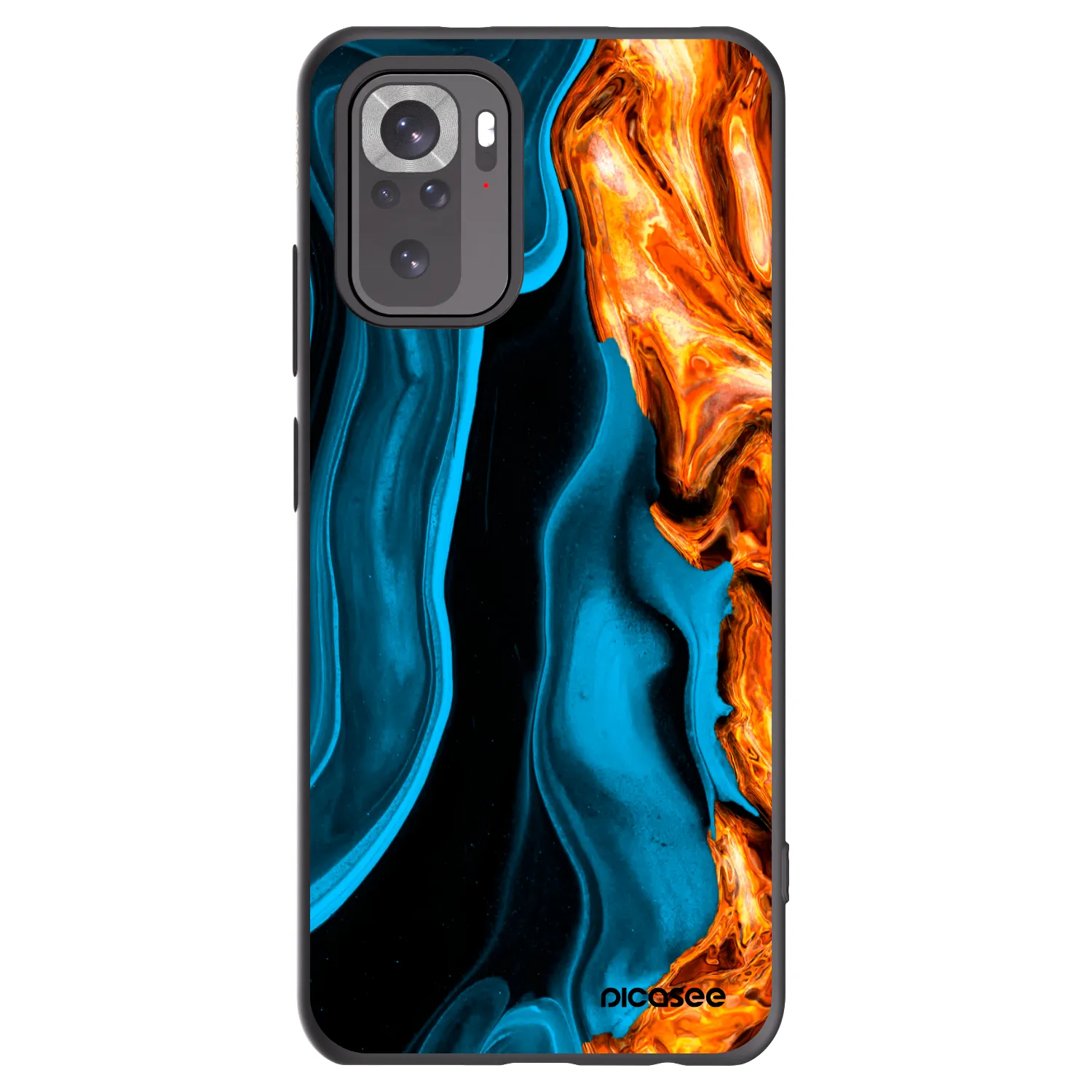 Picasee Xiaomi Redmi Note 10S Hülle - Schwarzes Silikon - Gold blue