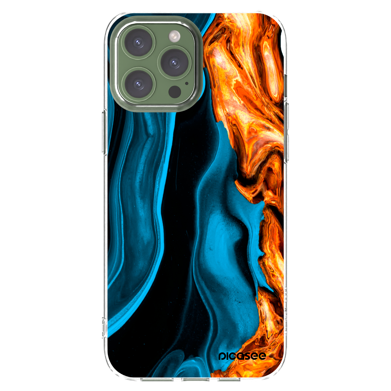 Picasee Apple iPhone 13 Pro Max Hülle - Transparentes Silikon - Gold blue