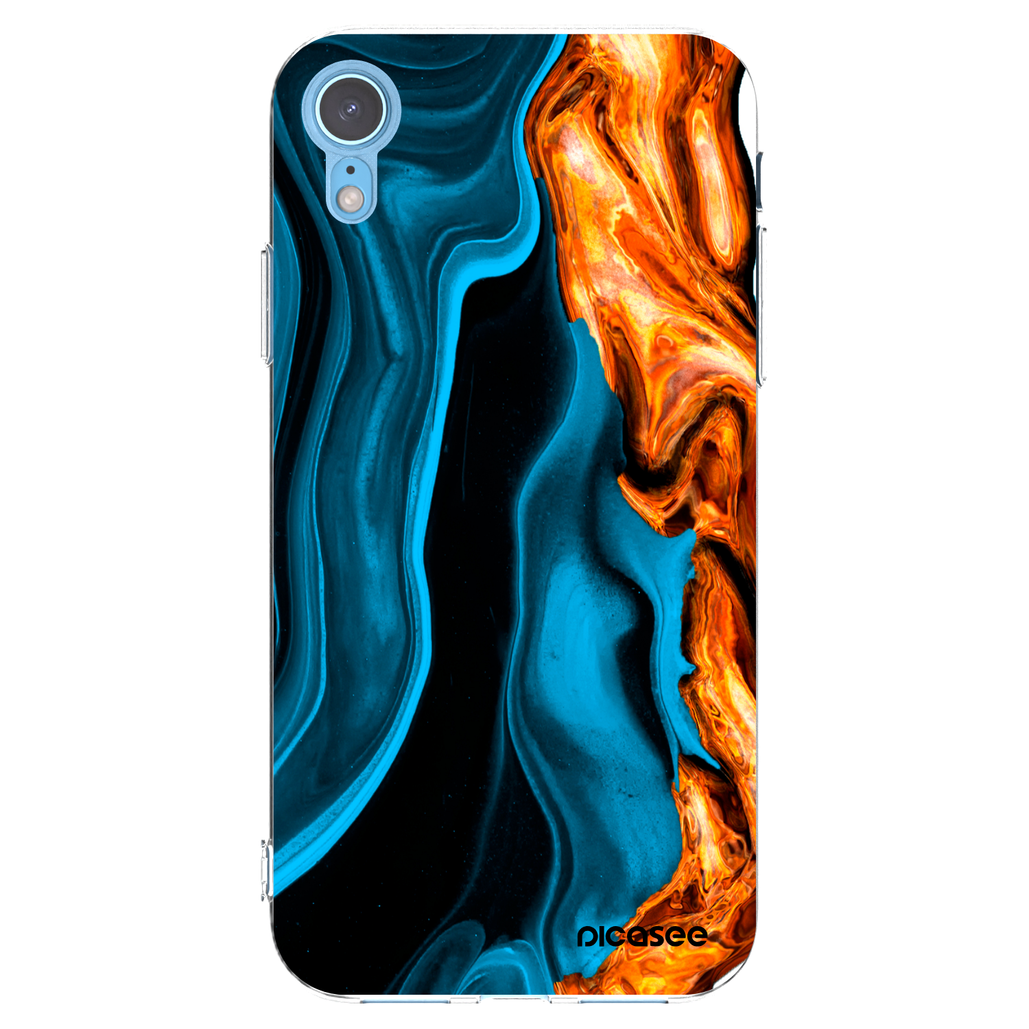Picasee Apple iPhone XR Hülle - Transparentes Silikon - Gold blue