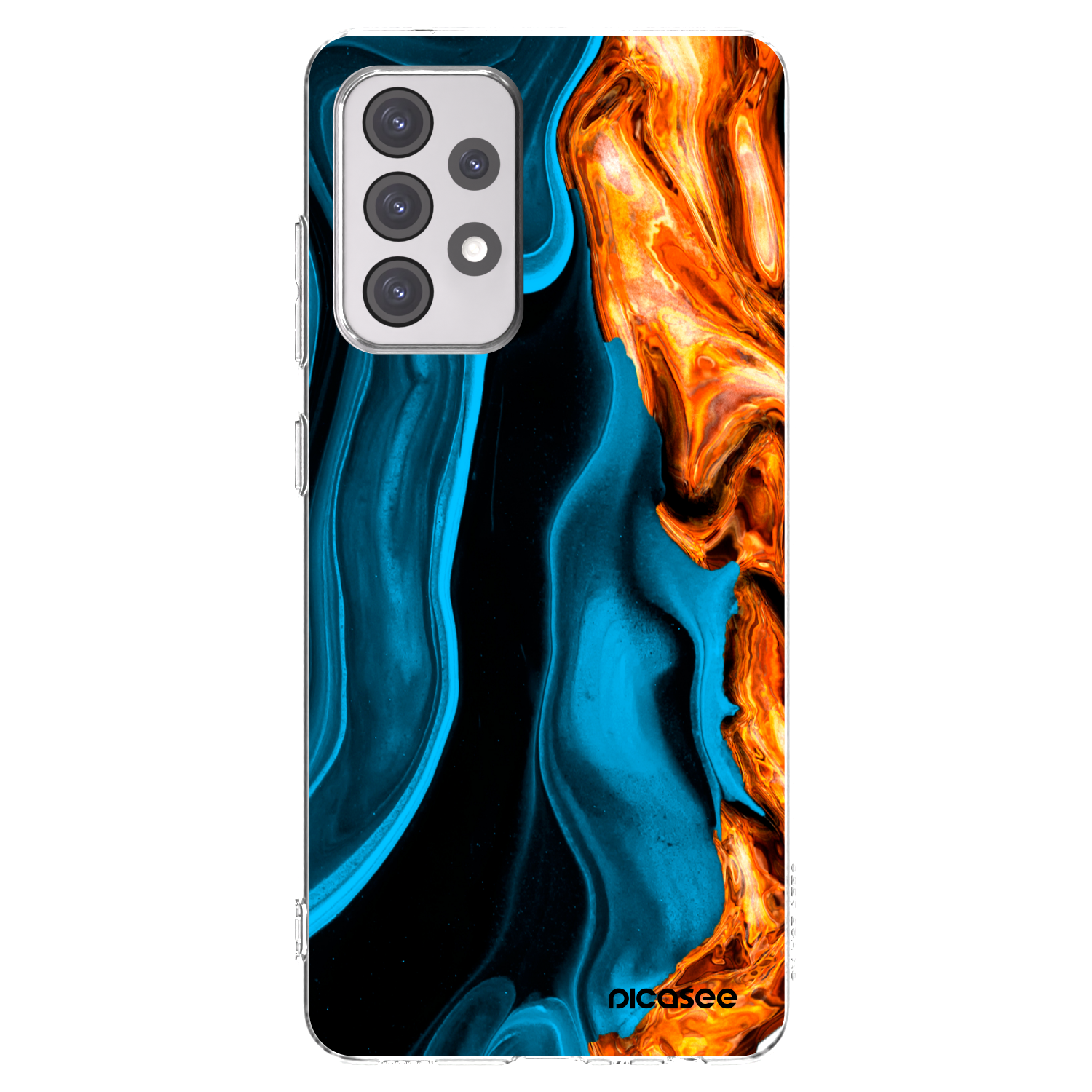 Picasee Samsung Galaxy A52s 5G A528B Hülle - Transparentes Silikon - Gold blue