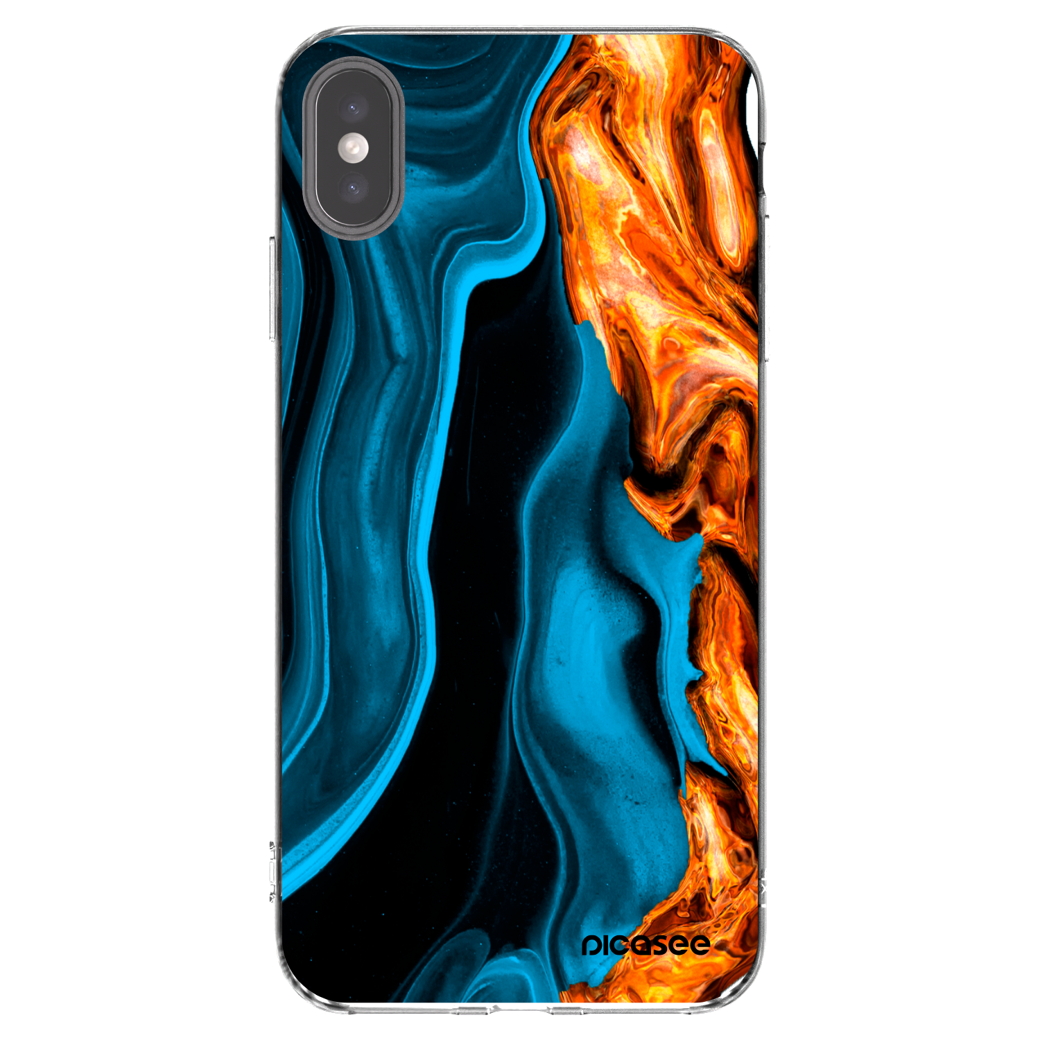 Picasee Apple iPhone XS Max Hülle - Transparentes Silikon - Gold blue