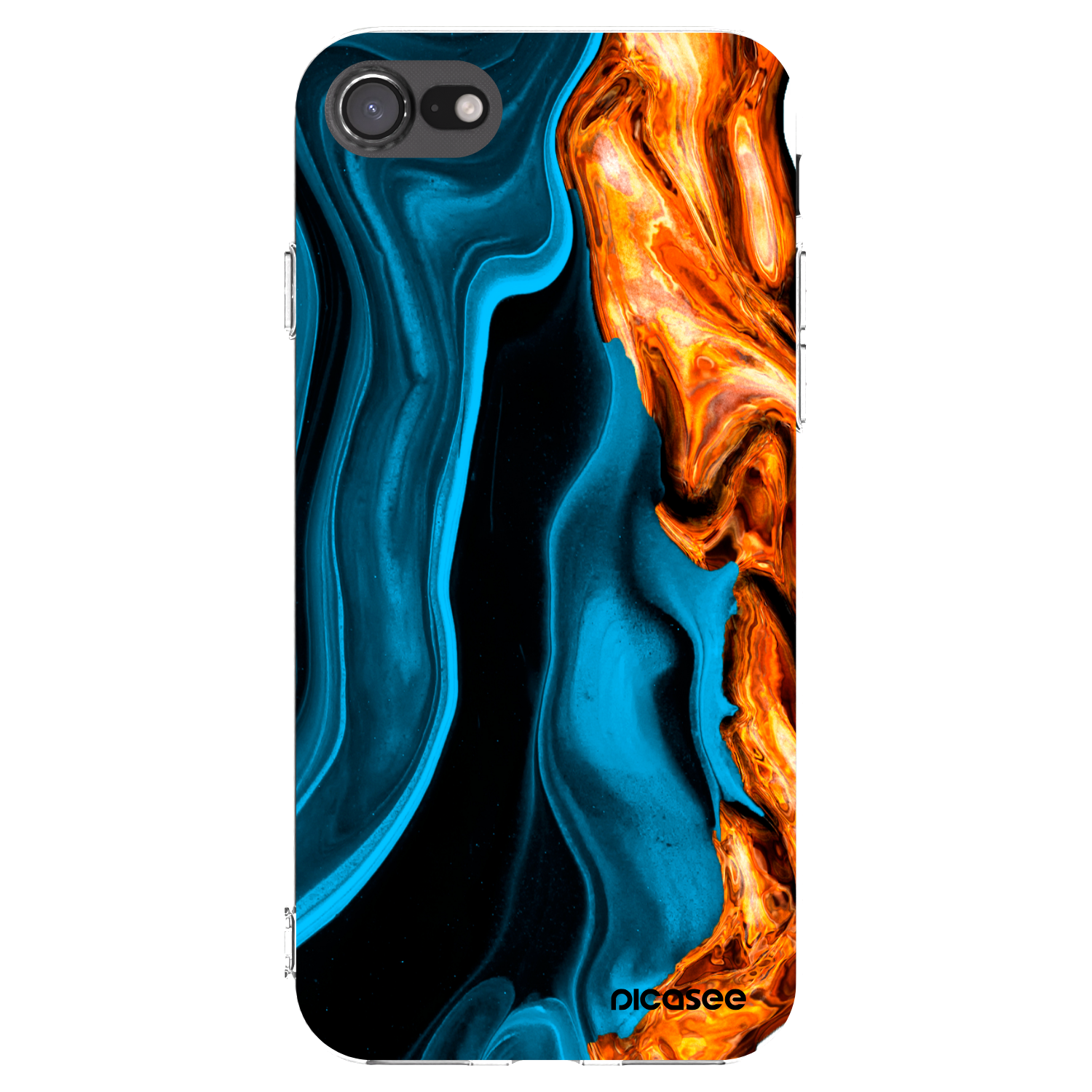 Picasee Apple iPhone SE 2022 Hülle - Transparentes Silikon - Gold blue