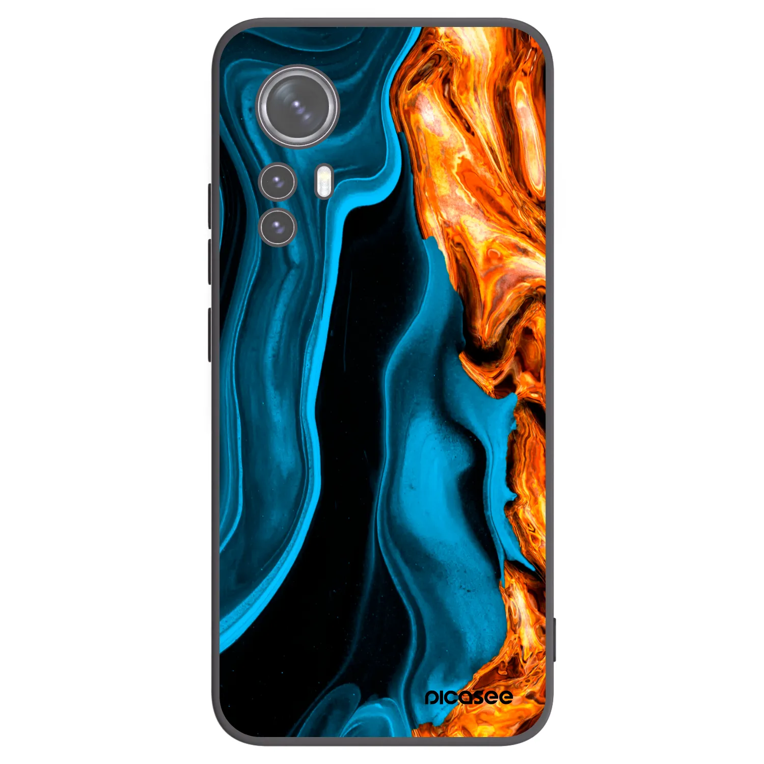 Picasee Xiaomi 12 Hülle - Schwarzes Silikon - Gold blue