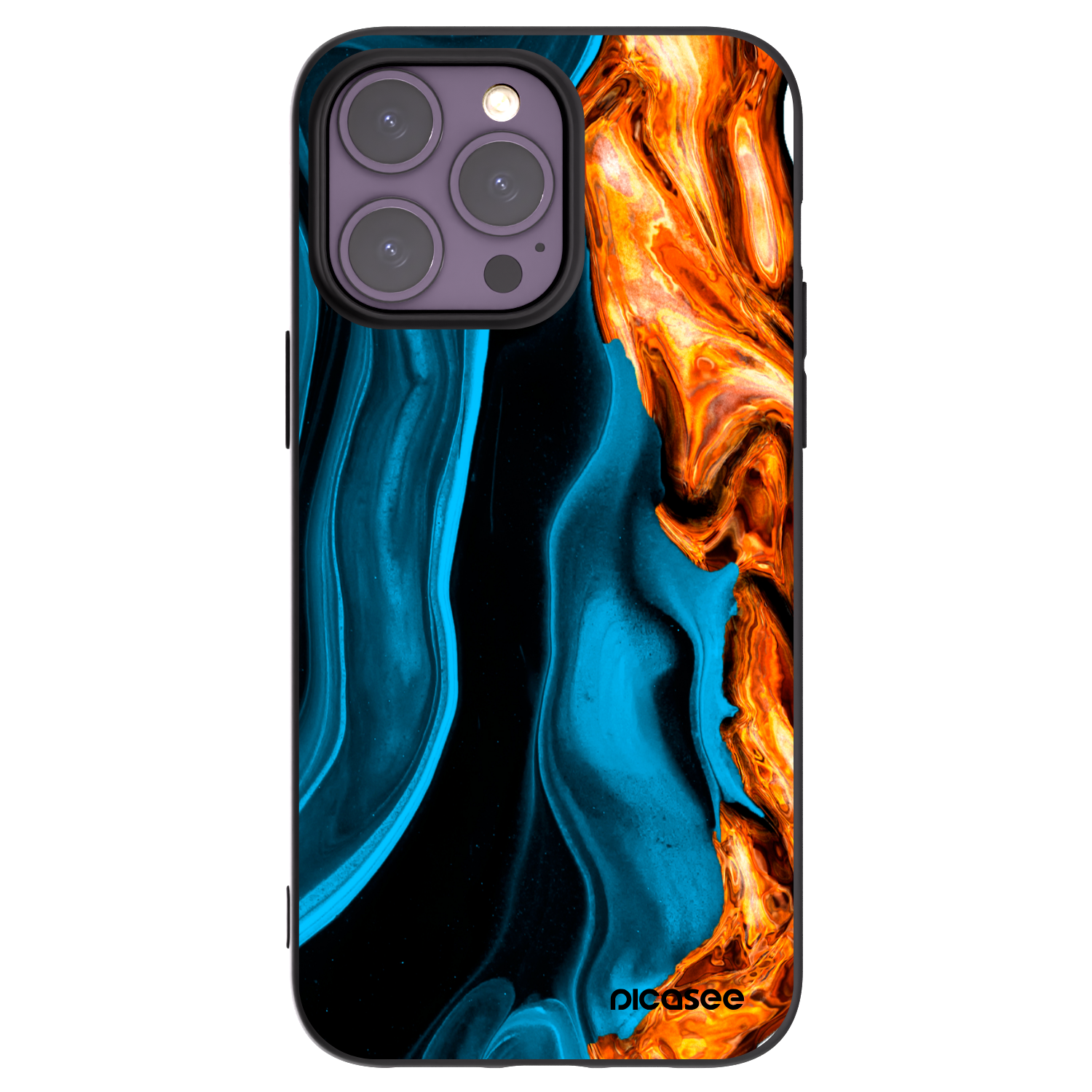 Picasee Apple iPhone 14 Pro Max Hülle - Schwarzes Silikon - Gold blue