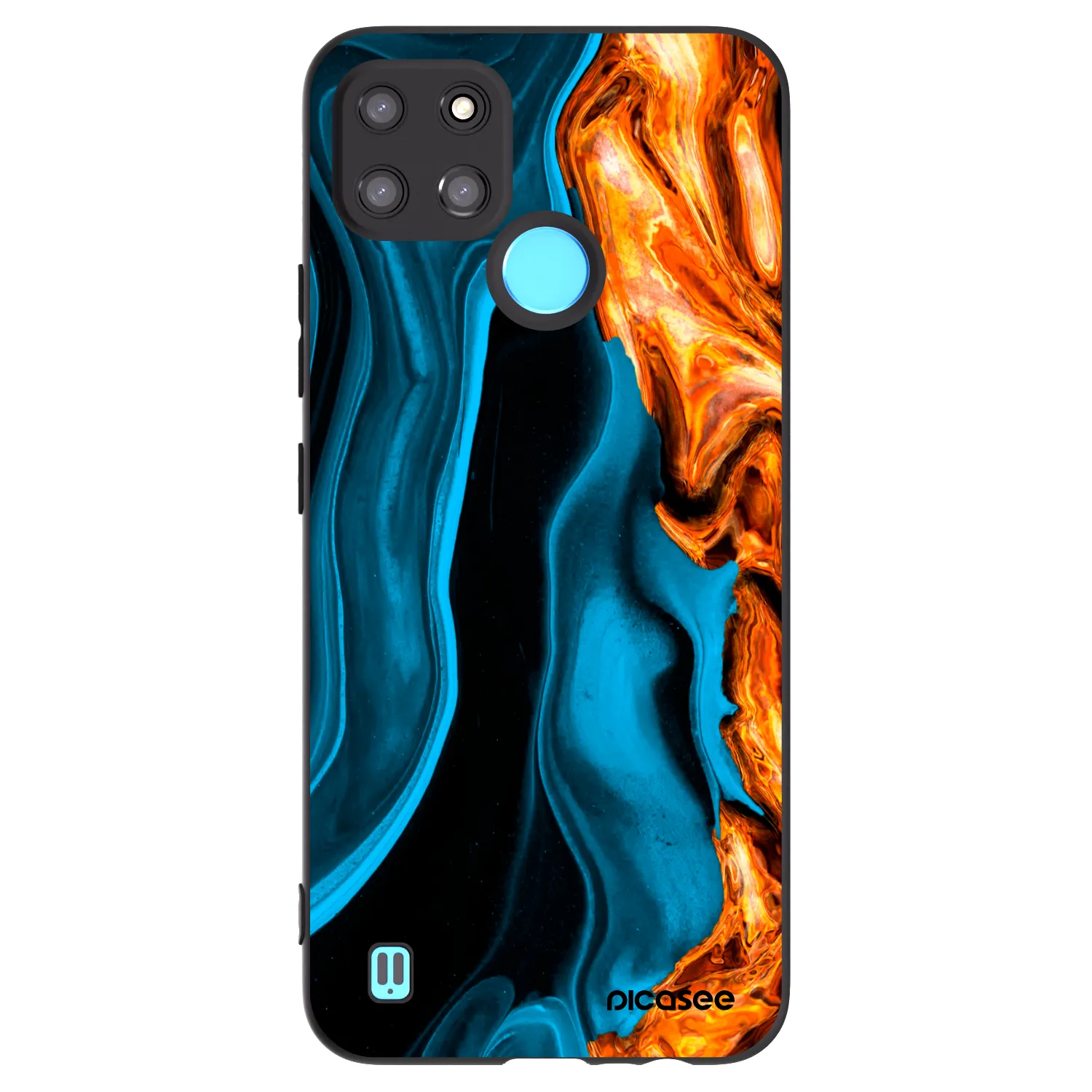 Picasee Realme C21Y Hülle - Schwarzes Silikon - Gold blue