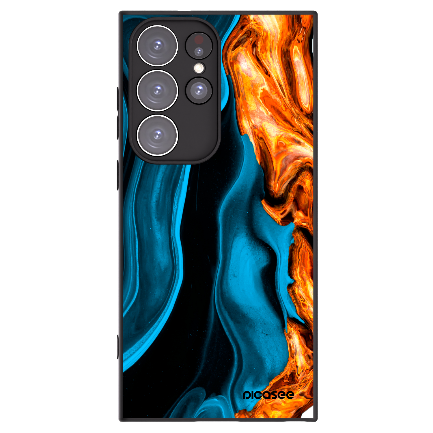 Picasee Samsung Galaxy S23 Ultra 5G Hülle - Schwarzes Silikon - Gold blue