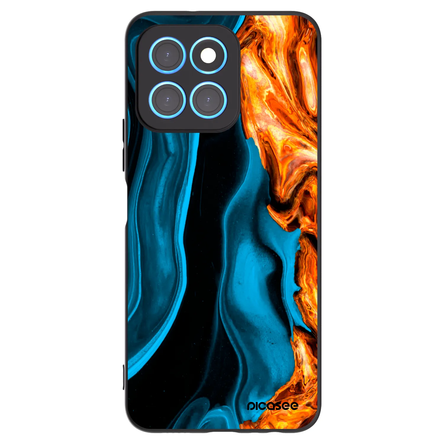 Picasee Honor X8 5G Hülle - Schwarzes Silikon - Gold blue