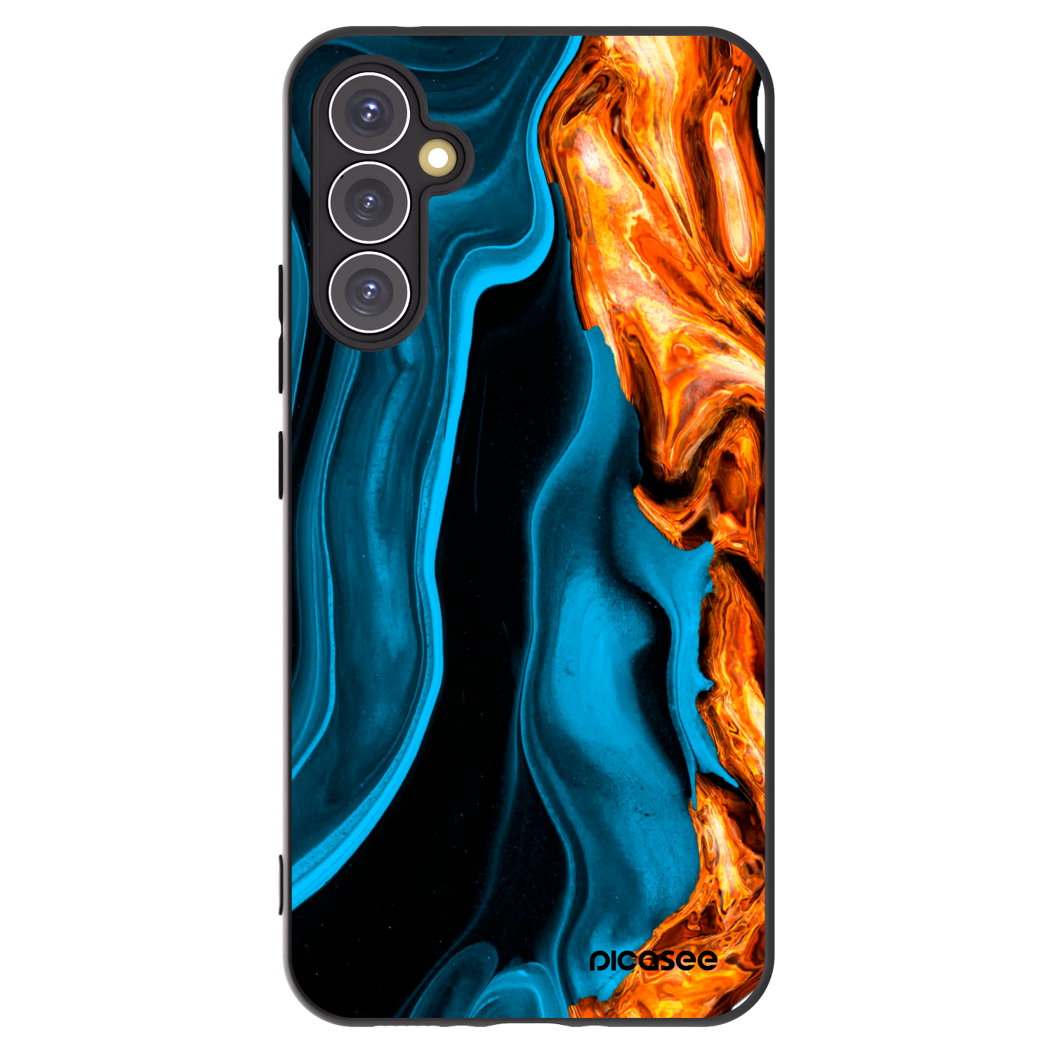 Picasee Samsung Galaxy A34 5G A346B Hülle - Schwarzes Silikon - Gold blue