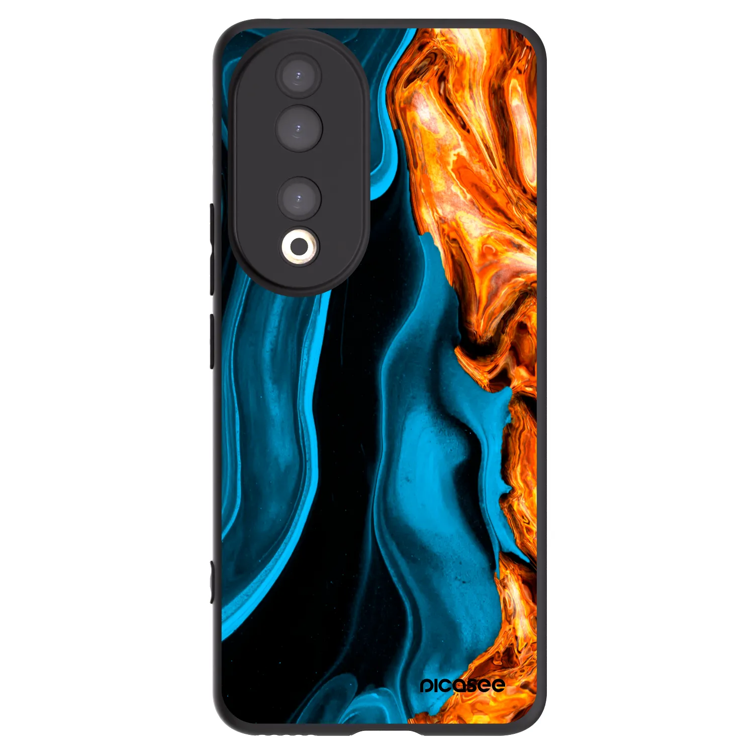 Picasee Honor 90 5G Hülle - Schwarzes Silikon - Gold blue